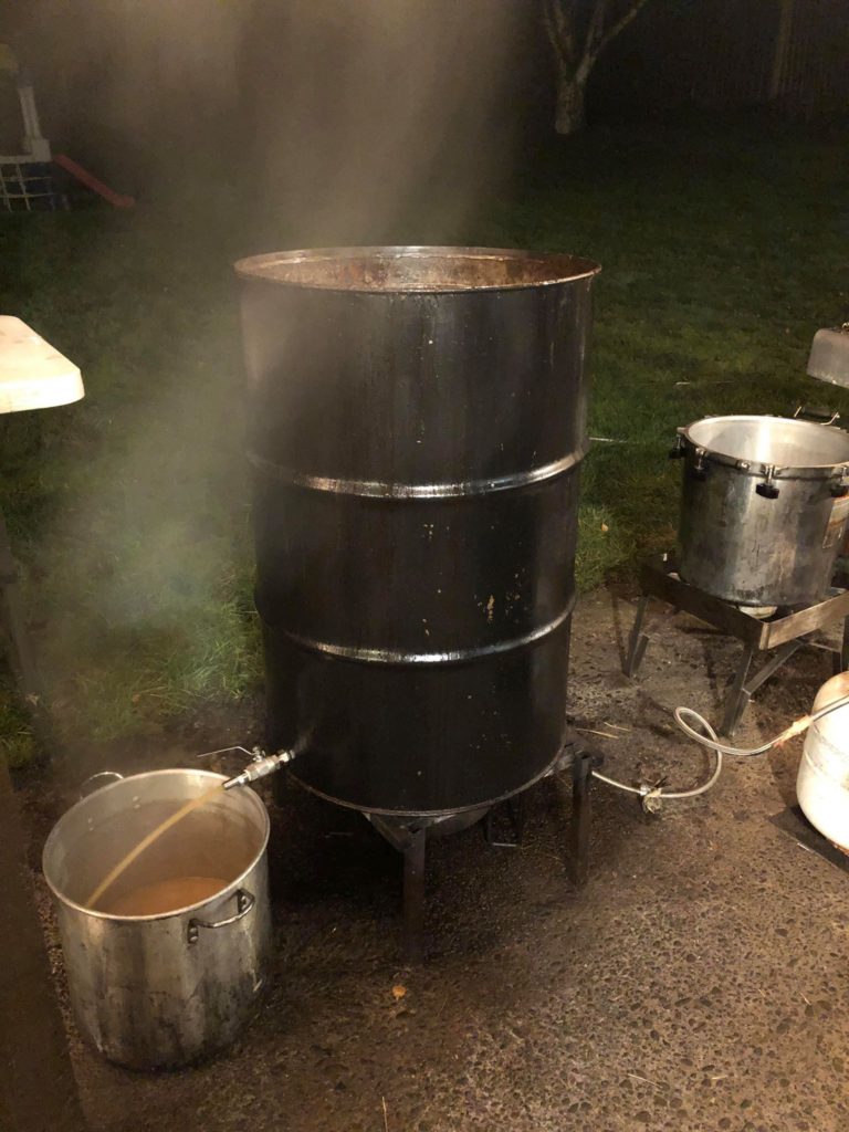 Broth pouring out of spiked after simmer for days ready to be canned