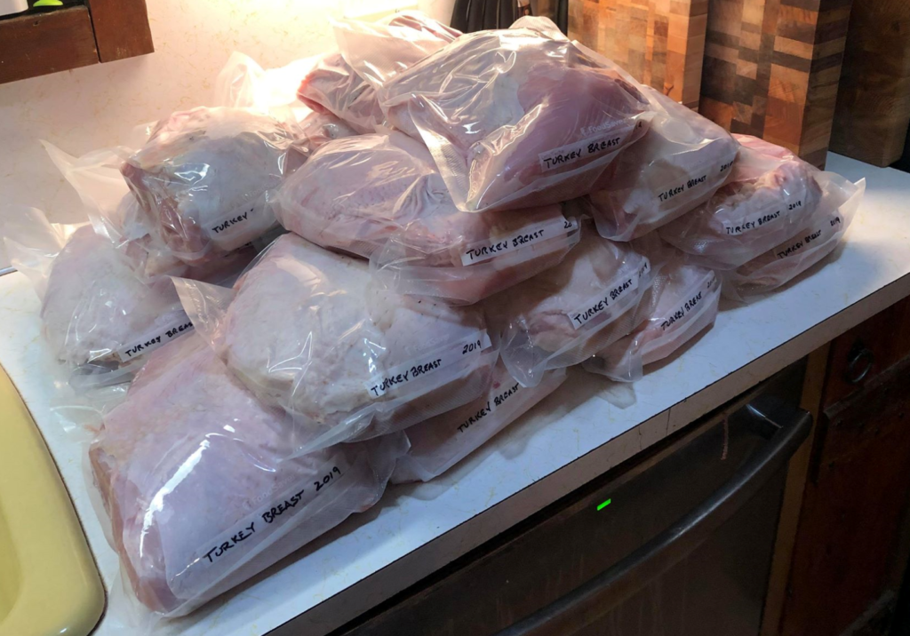 Turkey breasts ready for the freezer