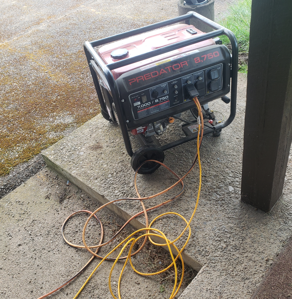 Our larger generator powering house & hanger