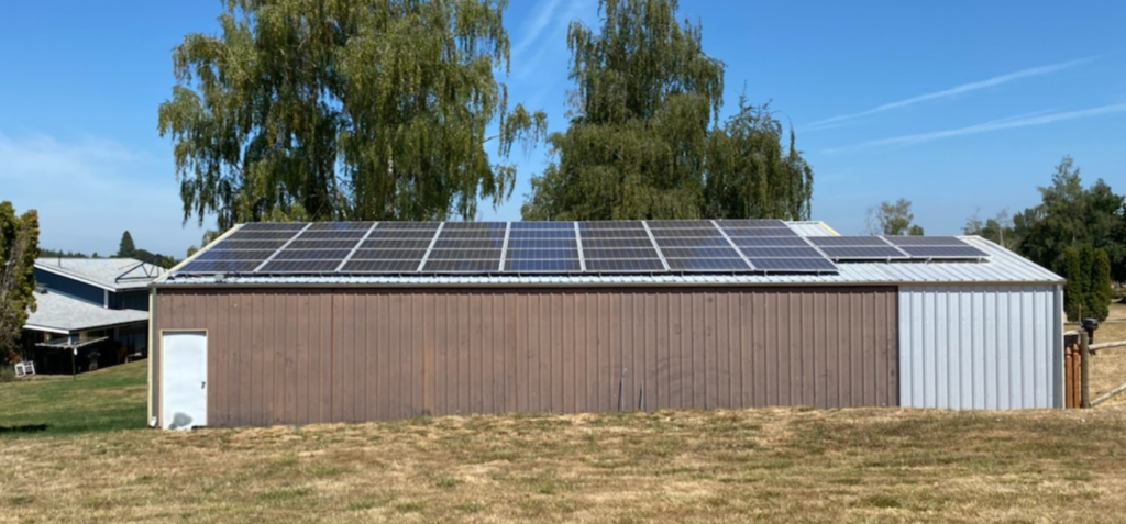 Solar panels installed on barn