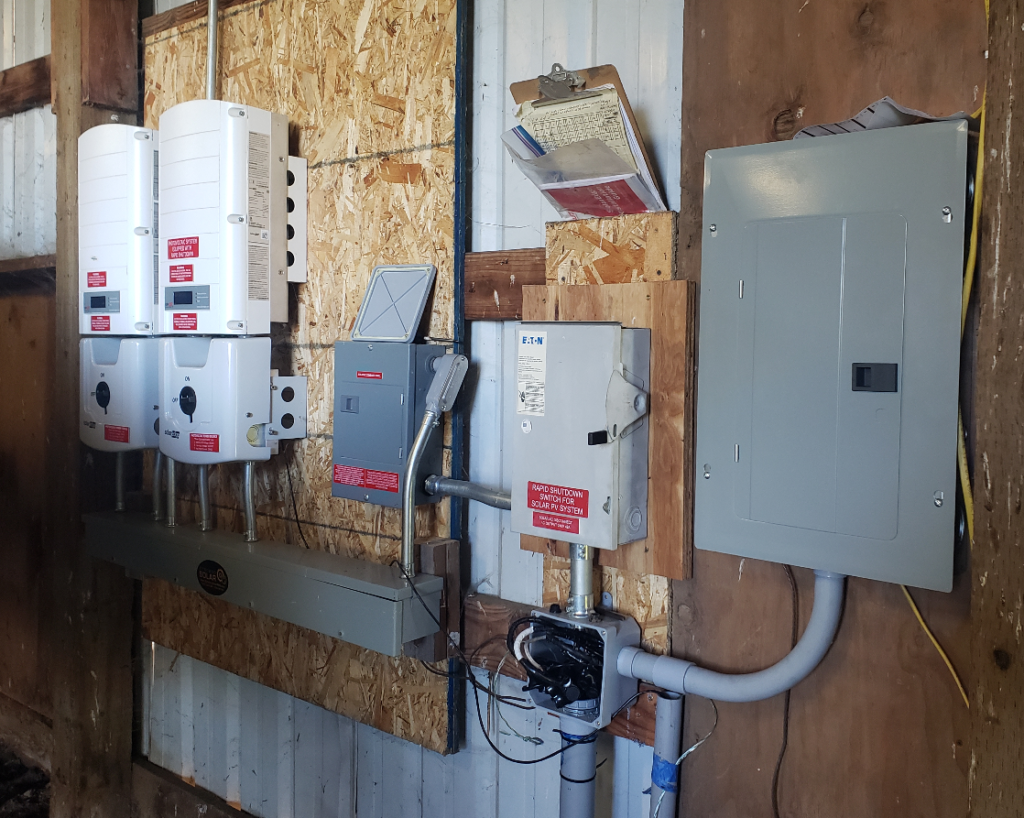 New electrical panel & solar invertors in barn